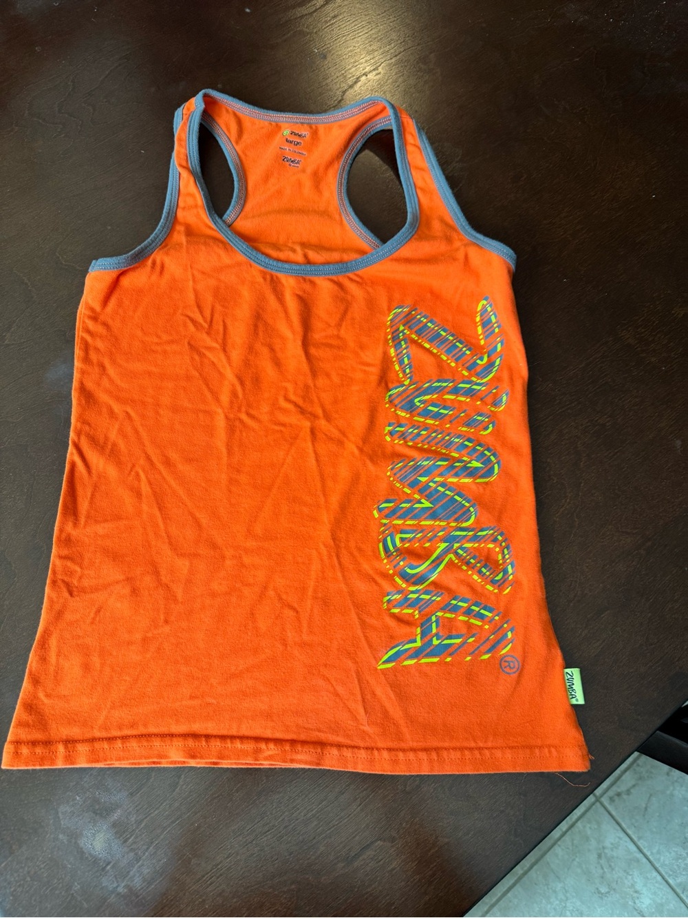 Zumba Fitness Bright Orange Racerback Tank with Multicolor Logo